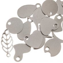 Charm Mix Stainless Steel (various sizes) Antique Silver (15 Pieces)