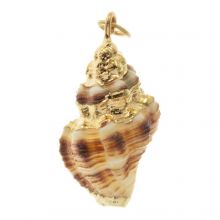 Shell Charm (23 - 34 x 13 - 20 x 11 - 17 mm)  Electroplated Brown (3 pcs)