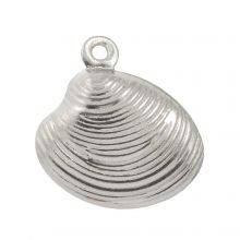 Charm Shell Stainless Steel (14 x 13 mm) Antique Silver (10 pcs)