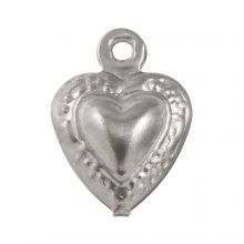 Charm Heart Stainless Steel (12 x 8 mm) Antique Silver (10 pcs)