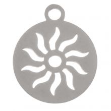 Stainless Steel Charm Sun (14 x 12 x 1 mm) Antique Silver (2 pcs)