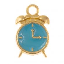 Enamel Charm Clock (16 x 10.5 x 3 mm) Blue (5 pcs)