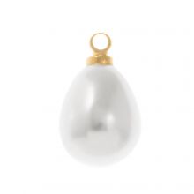 Resin Charm Teardrop Pearl (11 x 6 mm) White Gold (10 pcs)