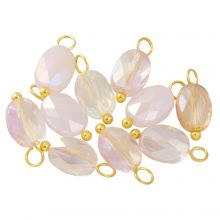 Electroplated Faceted Glass Charms (13 - 14 x 6 - 6.5 x 4 - 4.5 mm) Sparkling Cream-Gold (10 pcs)