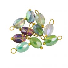 Electroplated Faceted Glass Charm (13 - 14 x 6 - 6.5 x 4 - 4.5 mm) Mix Color-Gold (10 pcs)