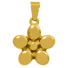 Stainless Steel Charm Flower (26.5 x 17.5 x 3 mm) Gold (1 pcs)