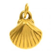 Stainless Steel Charm Shell (15.5 x 10.5 x 3.5 mm) Gold (1 pcs)