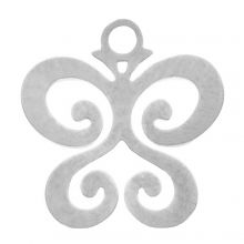 Stainless Steel Charm Butterfly (12.5 x 11.5 x 1 mm) Antique Silver (4 pcs)