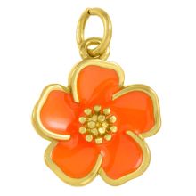 Enamel Charm Flower (15 x 13 x 3.5 mm) Blazing Orange (1 pcs)