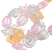 Glass Beads Ocean (12 - 15 x 8 - 15 x 5 - 9 mm) Mix Color Crystal Pink (25 pcs)