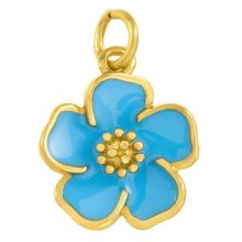 Enamel Charm Flower (15 x 13 x 3.5 mm) Sky Blue (1 pcs)