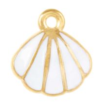 Enamel Charm Shell (11 x 10 x 2.5 mm) White (2 pcs)