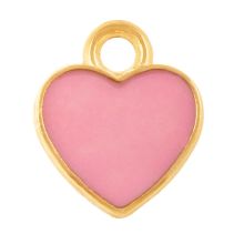 Enamel Charm Heart (12 x 10 x 2 mm) Antique Pink (5 pcs)