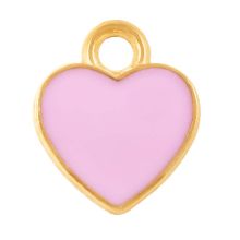 Enamel Charm Heart (12 x 10 x 2 mm) Baby Pink (5 pcs)