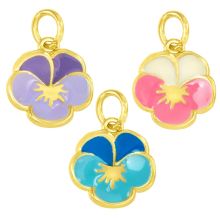 Enamel Charm Flower (12 x 10 x 3.5 mm) Mix Color (3 pcs)