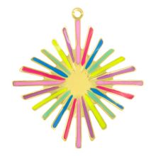 Enamel Pendant Rhombus (31 x 29 x 1 mm) Multi Color - 18K Gold Plated (1 pcs)