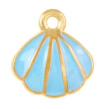 Enamel Charm Shell (11 x 10 x 2.5 mm) Baby Blue (2 pcs)