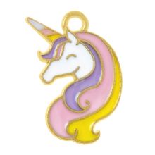 Enamel Pendant Unicorn (18 x 11.5 x 1 mm) Multi Color (5 pcs)