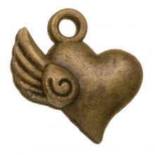 Charm Heart Wing (14 mm) Bronze (10 pcs)
