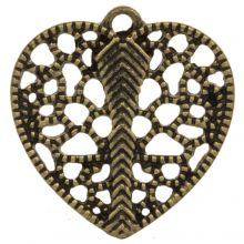 Charm Heart (26 x 24 mm) Bronze (3 pcs)