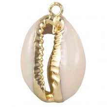 Charm Cowrie Shell (24 - 14 mm) Electroplate Gold (3 pcs)