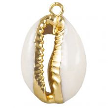 Charm Cowrie Shell (17 - 25 x 10 - 15 x 5 - 7 mm) Electroplated Gold (3 pcs)