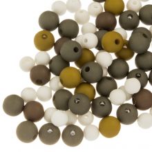 Bead Mix  - Acrylic Beads Mat (4 - 6 - 8 mm) Moss Green Mix (50 gram)
