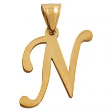 Stainless Steel Letter Pendant N (34 x 23 x 2 mm) Gold (1 pc)