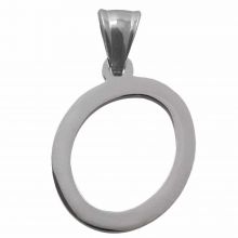 Stainless Steel Letter Pendant O (32 mm) Antique Silver (1 pcs)