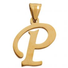 Stainless Steel Letter Pendant P (33 x 22 x 2 mm) Gold (1 pc)