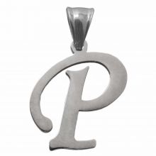 Stainless Steel Letter Pendant P (32 mm) Antique Silver (1 pcs)