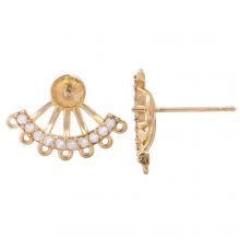 Stud Earrings Fan Rhinestones (12 x 17 mm) Gold (4 pcs)