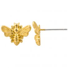 Stud Earrings Bee (10 x 13 mm) 18K Gold Plated (4 pcs)