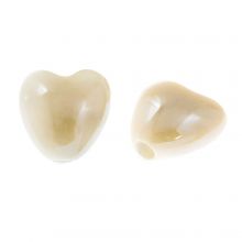 Ceramic Beads Heart (11 x 10 x 6.5 mm) Beige (5 pcs)
