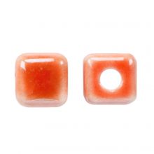 Ceramic Beads Cube (6 x 6.5 mm) Sunset Orange (10 pcs)