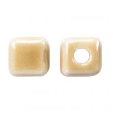 Ceramic Beads Cube (6 x 6.5 mm) Beige (10 pcs)