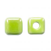 Ceramic Beads Cube (6 x 6.5 mm) Greenery (10 pcs)