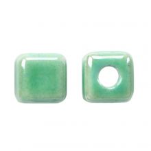 Ceramic Beads Cube (6 x 6.5 mm) Mint Green (10 pcs)