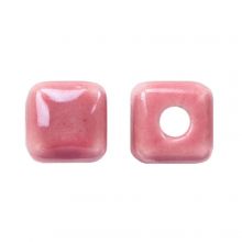 Ceramic Beads Cube (6 x 6.5 mm) Antique Pink (10 pcs)