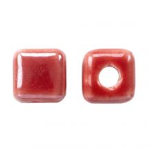 Ceramic Beads Cube (6 x 6.5 mm) Ruby Red (10 pcs)