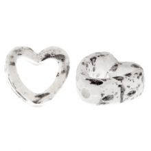 Ceramic Beads Heart (12 x 13.5 x 5.5 mm) White - Black Spotted (3 pcs)