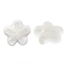 Ceramic Beads Flower (11.5 x 12 x 5.5 mm) White (5 pcs)