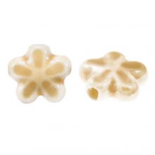 Ceramic Beads Flower (11.5 x 12 x 5.5 mm) Beige (5 pcs)