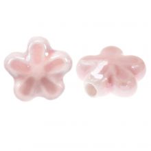 Ceramic Beads Flower (11.5 x 12 x 5.5 mm) Baby Pink (5 pcs)