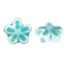 Ceramic Beads Flower (11.5 x 12 x 5.5 mm) Tiffany Blue (5 pcs)