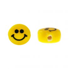 Ceramic Smiley Face Beads  (7 mm) Yellow (5 pcs)