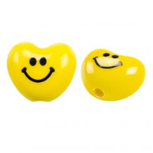 Ceramic Smiley Face Beads  (12.5 x 14.5 x 9 mm) Yellow (3 pcs)