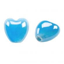 Ceramic Beads Heart (10 x 10 x 6.5 mm) Sky Blue (3 pcs)