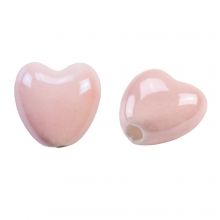 Ceramic Beads Heart (10 x 10 x 6.5 mm) Soft Pink (3 pcs)