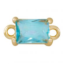 Glas Jewelry Connector (12 x 6 x 4.5 mm) Sky Blue-Gold (2 pcs)